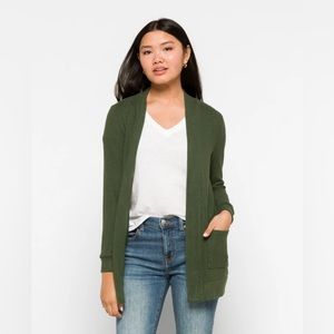 Market & Spruce Heather Brushed Knit Two Pocket Cardigan - Size M - Green